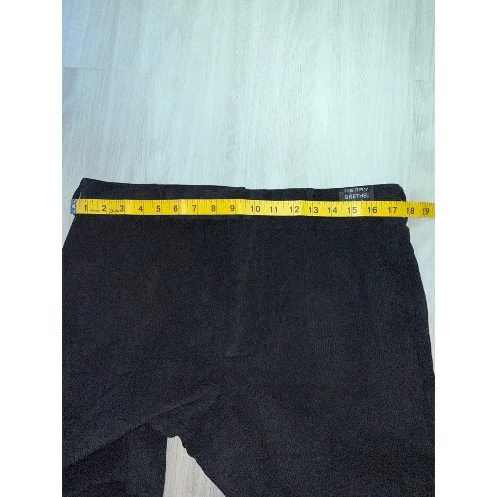 Henry Grethel Mens Black Corduroy Pants Straight Leg 36x29 Flat Front HG Design